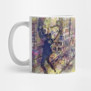 Harold Lloyd in colors, Harold Lloyd Safety Last, canvas painting Mug